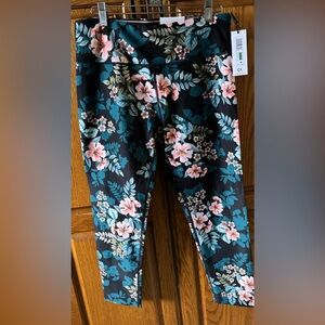 Calvin Klein Floral Leggings - Black, Pink and Teal